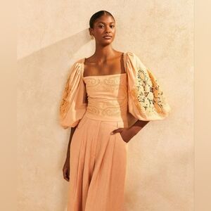 Farm Rio x Anthropologie NWOT Embroidered lace top size Large